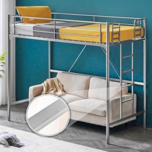 imageVINGLI 71 Inches Tall Loft Bed Twin Size with Flat Ladder Rung for Kids Teens Adults Heavy Duty Metal Single Bunk Bed Loft with Safety Guard Rails for Small Space BlackGrey
