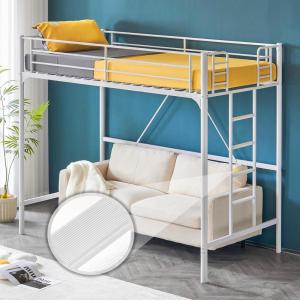 imageVINGLI 71 Inches Tall Loft Bed Twin Size with Flat Ladder Rung for Kids Teens Adults Heavy Duty Metal Single Bunk Bed Loft with Safety Guard Rails for Small Space BlackWhite
