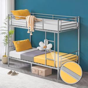 imageVINGLI Twin Over Full Bunk Bed for KidsAdults with Stairs Flat Rungs Heavy Duty Metal Slats No Box Spring Needed BlackGrey