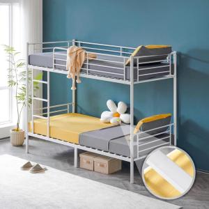 imageVINGLI Twin Over Full Bunk Bed for KidsAdults with Stairs Flat Rungs Heavy Duty Metal Slats No Box Spring Needed BlackWhite