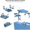 imageVINGLI 4 Ft Camping Picnic Table Set with 4 Seats with Umbrella Hole Folding Lightweight Suitcase Card Table220 Lbs Support Aluminum Frame Plastic RV Tabletop for BarbecueTravelOutingGatheringBlue