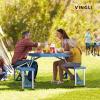 imageVINGLI 4 Ft Camping Picnic Table Set with 4 Seats with Umbrella Hole Folding Lightweight Suitcase Card Table220 Lbs Support Aluminum Frame Plastic RV Tabletop for BarbecueTravelOutingGatheringBlue