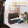 imageVINGLI 40 Gallon Outdoor Storage Bench with Cushion Rattan Storage Box Patio Wicker Deck Box with Seat for Garden  Balcony  Porch  Pool  Yard Brown Frame  Beige Cushion