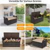 imageVINGLI 40 Gallon Outdoor Storage Bench with Cushion Rattan Storage Box Patio Wicker Deck Box with Seat for Garden  Balcony  Porch  Pool  Yard Brown Frame  Beige Cushion