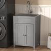 imageVINGLI 24Inch Laundry Sink with Cabinet and PullOut Sprayer Faucet Stainless Steel Utility Sink with Cabinet Grey Cabinet with Sink for Laundry ampamp Utility Room Kitchen Bathroom BasementGray