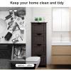 imageVINGLI Espresso Bathroom Storage Cabinet with 4 Drawers Wooden Freestanding Slim Bathroom Floor Cabinet Small Side Organizer Storage Unit for Restroom Livng Room Kitchen Office Hallway Entryway