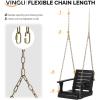 imageVINGLI Heavy Duty 1600 LBS HDPE Porch Swing Outdoor with Rotatable Cup Holder 4 FT Patio Bench Swing with Adjustable Chains 2 Person Hanging Porch Swing Chair for Porch Yard Tree Garden  WhiteBlack