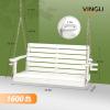 imageVINGLI Heavy Duty 1600 LBS HDPE Porch Swing Outdoor with Rotatable Cup Holder 4 FT Patio Bench Swing with Adjustable Chains 2 Person Hanging Porch Swing Chair for Porch Yard Tree Garden  WhiteWhite
