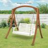 imageVINGLI Heavy Duty 1600 LBS HDPE Porch Swing Outdoor with Rotatable Cup Holder 4 FT Patio Bench Swing with Adjustable Chains 2 Person Hanging Porch Swing Chair for Porch Yard Tree Garden  WhiteWhite