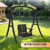 imageVINGLI Heavy Duty 1600 LBS HDPE Porch Swing Outdoor with Rotatable Cup Holder 4 FT Patio Bench Swing with Adjustable Chains 2 Person Hanging Porch Swing Chair for Porch Yard Tree Garden  WhiteBlack