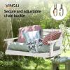 imageVINGLI Heavy Duty 1600 LBS HDPE Porch Swing Outdoor with Rotatable Cup Holder 4 FT Patio Bench Swing with Adjustable Chains 2 Person Hanging Porch Swing Chair for Porch Yard Tree Garden  WhiteWhite