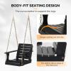 imageVINGLI Heavy Duty 1600 LBS HDPE Porch Swing Outdoor with Rotatable Cup Holder 4 FT Patio Bench Swing with Adjustable Chains 2 Person Hanging Porch Swing Chair for Porch Yard Tree Garden  WhiteBlack