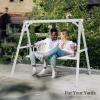 imageVINGLI Heavy Duty 660 LBS Wooden Swing Frame with Extra Bottom Connection Board Upgraded AFrame Porch Swing Bench Stand for Indoor ampamp Outdoor BrownWhite