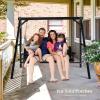 imageVINGLI Heavy Duty 660 LBS Wooden Swing Frame with Extra Bottom Connection Board Upgraded AFrame Porch Swing Bench Stand for Indoor ampamp Outdoor BrownBlack