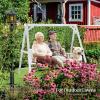 imageVINGLI Heavy Duty 660 LBS Wooden Swing Frame with Extra Bottom Connection Board Upgraded AFrame Porch Swing Bench Stand for Indoor ampamp Outdoor BrownWhite