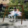 imageVINGLI Heavy Duty 660 LBS Wooden Swing Frame with Extra Bottom Connection Board Upgraded AFrame Porch Swing Bench Stand for Indoor ampamp Outdoor BrownRustic