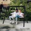 imageVINGLI Heavy Duty 660 LBS Wooden Swing Frame with Extra Bottom Connection Board Upgraded AFrame Porch Swing Bench Stand for Indoor ampamp Outdoor BrownBlack