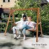 imageVINGLI Heavy Duty 660 LBS Wooden Swing Frame with Extra Bottom Connection Board Upgraded AFrame Porch Swing Bench Stand for Indoor ampamp Outdoor BrownBrown