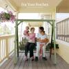 imageVINGLI Heavy Duty 660 LBS Wooden Swing Frame with Extra Bottom Connection Board Upgraded AFrame Porch Swing Bench Stand for Indoor ampamp Outdoor RusticGreen