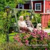 imageVINGLI Heavy Duty 660 LBS Wooden Swing Frame with Extra Bottom Connection Board Upgraded AFrame Porch Swing Bench Stand for Indoor ampamp Outdoor RusticGreen