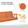 imageVINGLI Heavy Duty 880 LBS Patio Porch Swing Outdoor with Cup Holder Hanging Chair with Adjustable Secure Chains Pine Wood Outdoor Bench Tree Swing for Yard  Garden  Lawn  Balcony 5 FT Brown