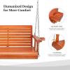 imageVINGLI Heavy Duty 880 LBS Patio Porch Swing Outdoor with Cup Holder Hanging Chair with Adjustable Secure Chains Pine Wood Outdoor Bench Tree Swing for Yard  Garden  Lawn  Balcony 5 FT Brown