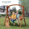 imageVINGLI Heavy Duty Wooden Swing Frame for Adults Kids Strong AFrame Porch Swing Bench Stand for Indoor ampamp Outdoor Curved Arc Top Design Supports Up to 1000 LBSBrown