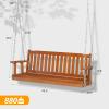 imageVINGLI Upgraded Heavy Duty 880 LBS 4 FT Patio Wooden Porch Swing Solid Fir Wood Outdoor Handing Swing Bench for Garden  Yard  Balcony  Tree RusticBrown