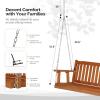 imageVINGLI Upgraded Heavy Duty 880 LBS 4 FT Patio Wooden Porch Swing Solid Fir Wood Outdoor Handing Swing Bench for Garden  Yard  Balcony  Tree RusticBrown