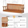 imageVINGLI Upgraded Heavy Duty 880 LBS 4 FT Patio Wooden Porch Swing Solid Fir Wood Outdoor Handing Swing Bench for Garden  Yard  Balcony  Tree RusticBrown