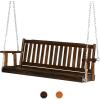 imageVINGLI Upgraded Heavy Duty 880 LBS 4 FT Patio Wooden Porch Swing Solid Fir Wood Outdoor Handing Swing Bench for Garden  Yard  Balcony  Tree RusticRustic