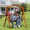 imageVINGLI Upgraded Heavy Duty 880 LBS 4 FT Patio Wooden Porch Swing Solid Fir Wood Outdoor Handing Swing Bench for Garden  Yard  Balcony  Tree RusticRustic