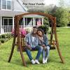 imageVINGLI Upgraded Heavy Duty 880 LBS 4 FT Patio Wooden Porch Swing Solid Fir Wood Outdoor Handing Swing Bench for Garden  Yard  Balcony  Tree RusticRustic