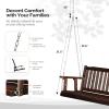 imageVINGLI Upgraded Heavy Duty 880 LBS 4 FT Patio Wooden Porch Swing Solid Fir Wood Outdoor Handing Swing Bench for Garden  Yard  Balcony  Tree RusticRustic