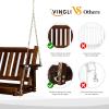 imageVINGLI Upgraded Heavy Duty 880 LBS 4 FT Patio Wooden Porch Swing Solid Fir Wood Outdoor Handing Swing Bench for Garden  Yard  Balcony  Tree RusticRustic