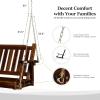 imageVINGLI Upgraded Heavy Duty 880 LBS 4 FT Patio Wooden Porch Swing Solid Fir Wood Outdoor Handing Swing Bench for Garden  Yard  Balcony  Tree RusticRustic