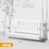 imageVINGLI Upgraded Heavy Duty 880 LBS 4 FT Patio Wooden Porch Swing Solid Fir Wood Outdoor Handing Swing Bench for Garden  Yard  Balcony  Tree RusticWhite