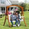 imageVINGLI Upgraded Heavy Duty 880 LBS 4 FT Patio Wooden Porch Swing Solid Fir Wood Outdoor Handing Swing Bench for Garden  Yard  Balcony  Tree RusticWhite