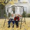 imageVINGLI Upgraded Metal Patio Porch Swing 660 LBS Weight Capacity Steel Porch Swing Chair for Outdoors Heavy Duty Garden Swing Bench for Gardens ampamp Yards Pattern 2Slimline