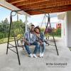 imageVINGLI Upgraded Metal Patio Porch Swing 660 LBS Weight Capacity Steel Porch Swing Chair for Outdoors Heavy Duty Garden Swing Bench for Gardens ampamp Yards Pattern 2Slimline