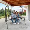 imageVINGLI Upgraded Metal Patio Porch Swing 660 LBS Weight Capacity Steel Porch Swing Chair for Outdoors Heavy Duty Garden Swing Bench for Gardens ampamp Yards Pattern 2Floral