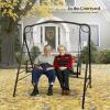 imageVINGLI Upgraded Metal Patio Porch Swing 660 LBS Weight Capacity Steel Porch Swing Chair for Outdoors Heavy Duty Garden Swing Bench for Gardens ampamp Yards Pattern 2Aviary1
