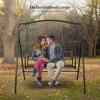 imageVINGLI Upgraded Metal Patio Porch Swing 660 LBS Weight Capacity Steel Porch Swing Chair for Outdoors Heavy Duty Garden Swing Bench for Gardens ampamp Yards Pattern 2Aviary2