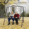 imageVINGLI Upgraded Metal Patio Porch Swing 660 LBS Weight Capacity Steel Porch Swing Chair for Outdoors Heavy Duty Garden Swing Bench for Gardens ampamp Yards Pattern 2Curved