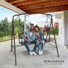 imageVINGLI Upgraded Metal Patio Porch Swing 660 LBS Weight Capacity Steel Porch Swing Chair for Outdoors Heavy Duty Garden Swing Bench for Gardens ampamp Yards Pattern 2Gridback