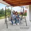 imageVINGLI Upgraded Metal Patio Porch Swing 660 LBS Weight Capacity Steel Porch Swing Chair for Outdoors Heavy Duty Garden Swing Bench for Gardens ampamp Yards Pattern 2Curved