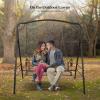 imageVINGLI Upgraded Metal Patio Porch Swing 660 LBS Weight Capacity Steel Porch Swing Chair for Outdoors Heavy Duty Garden Swing Bench for Gardens ampamp Yards Pattern 2Slimline