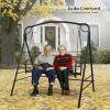 imageVINGLI Upgraded Metal Patio Porch Swing 660 LBS Weight Capacity Steel Porch Swing Chair for Outdoors Heavy Duty Garden Swing Bench for Gardens ampamp Yards Pattern 2Aviary2