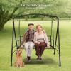 imageVINGLI Upgraded Metal Patio Porch Swing 660 LBS Weight Capacity Steel Porch Swing Chair for Outdoors Heavy Duty Garden Swing Bench for Gardens ampamp Yards Pattern 2Aviary1