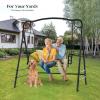 imageVINGLI Upgraded Metal Porch Swing Stand with Antique Bronze Finish Heavy Duty 660 LBS Weight Capacity Steel Swing Frame with Extra Side Bars Powder Coated Hanging Swing Frame Set for OutdoorsBlack